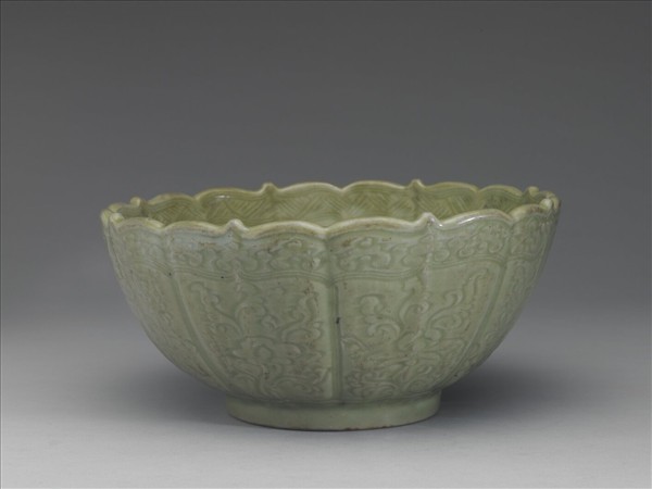處州窯 蔥翠青蓮花式大碗