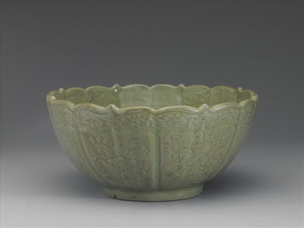 處州窯 蔥翠青蓮花式大碗