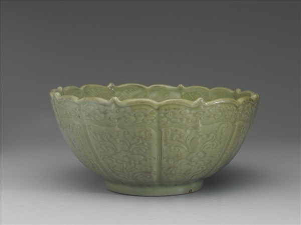 處州窯 蔥翠青蓮花式大碗