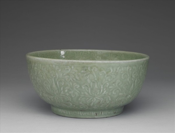 處州窯 翠青番蓮大碗