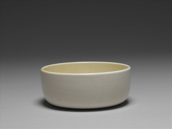 彭窯 牙白劃花雙魚洗