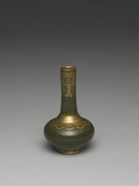 茶葉末釉描金銀瓶