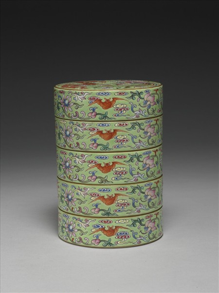 粉彩龍鳳五層套盒