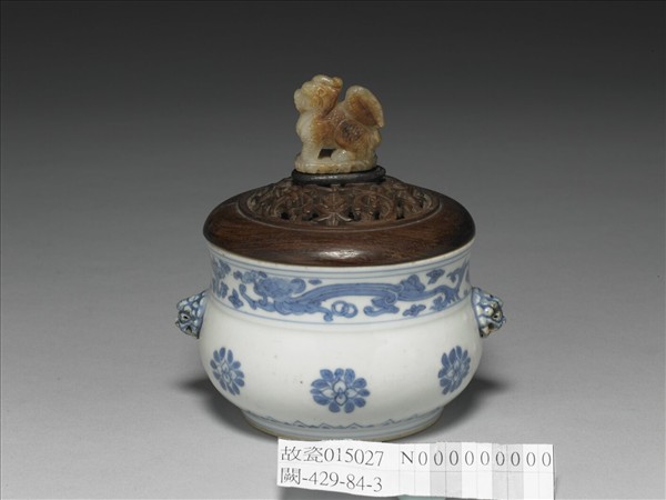 青花夔龍團花簋式爐