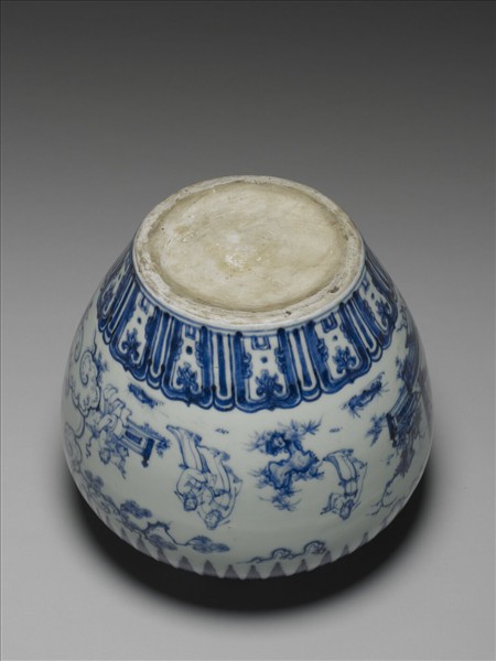 青花人物圖蓋罐