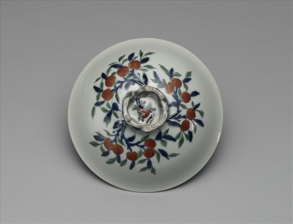 五彩花鳥紋高足蓋碗