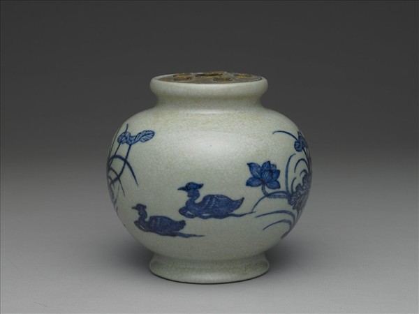 青花蓮塘鴛鴦紋罐