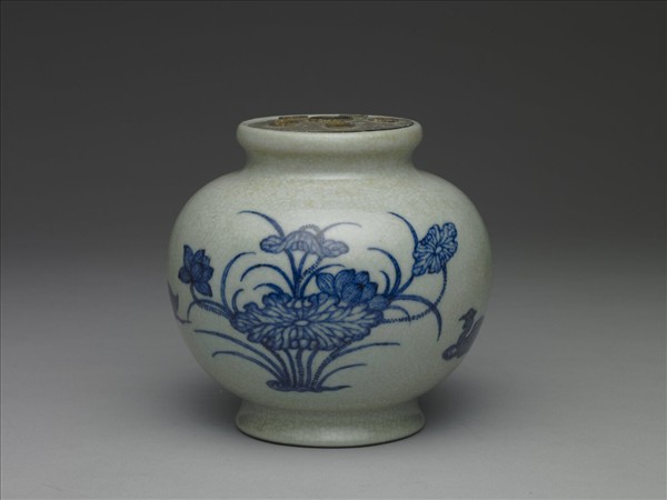 青花蓮塘鴛鴦紋罐