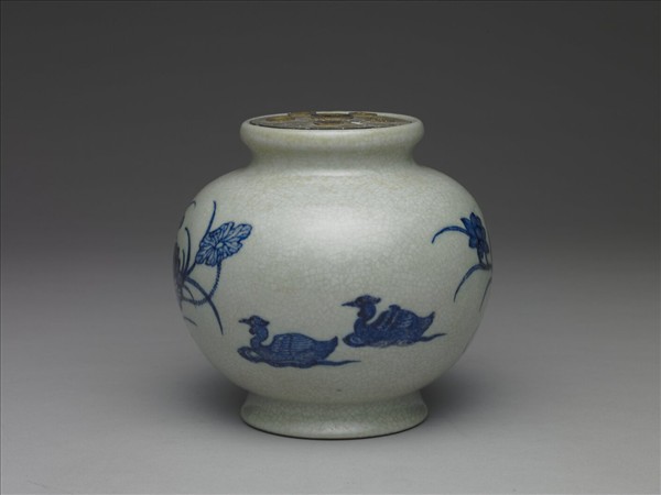 青花蓮塘鴛鴦紋罐