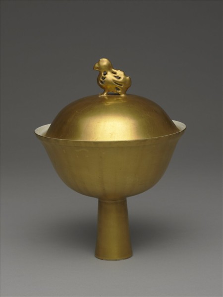 泥金釉萬壽齊天高足蓋碗