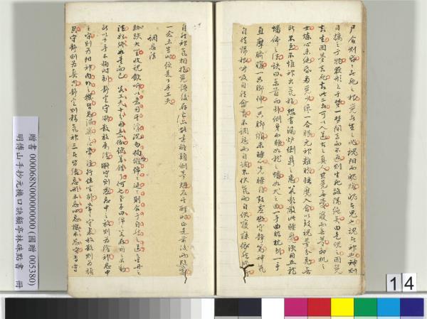 明傅山手抄元機口訣顧亭林硃點書　冊