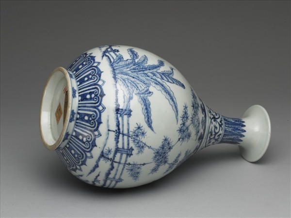 青花竹石圖玉壺春瓶