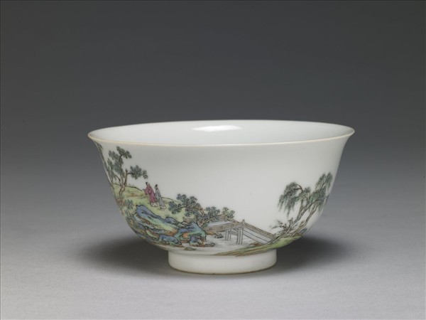 琺瑯彩山水人物碗