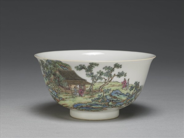 琺瑯彩山水人物碗