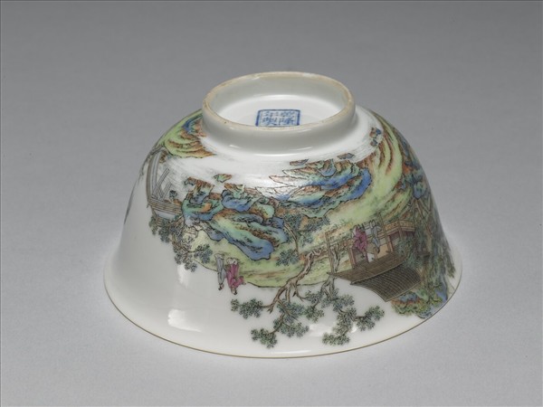 琺瑯彩山水人物碗