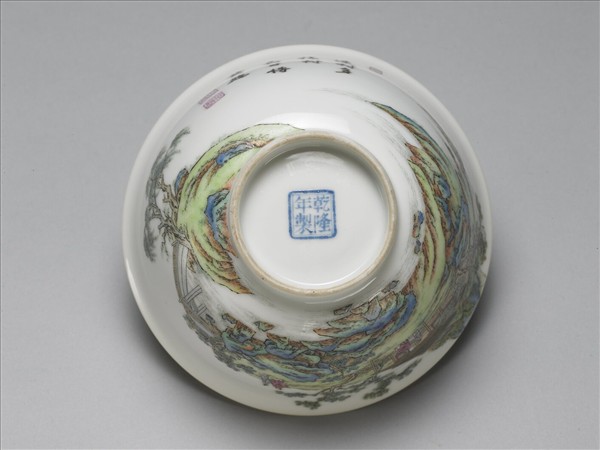 琺瑯彩山水人物碗