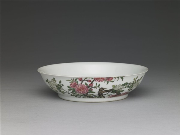 琺瑯彩海棠繡球花紋盤