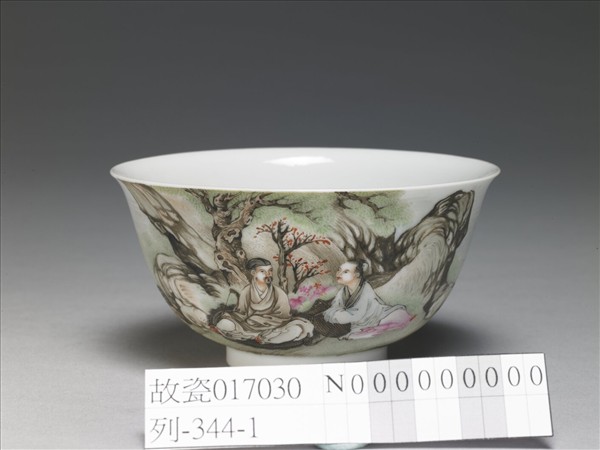 琺瑯彩山水人物茶碗