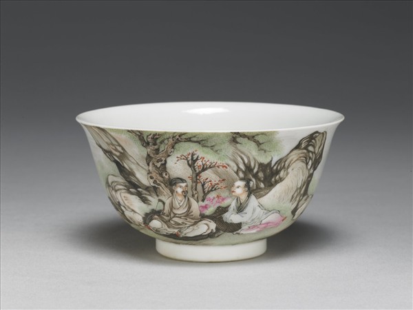 琺瑯彩山水人物茶碗