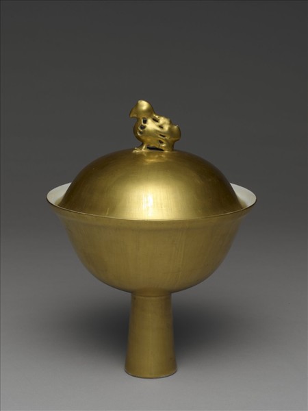 泥金釉萬壽齊天高足蓋碗