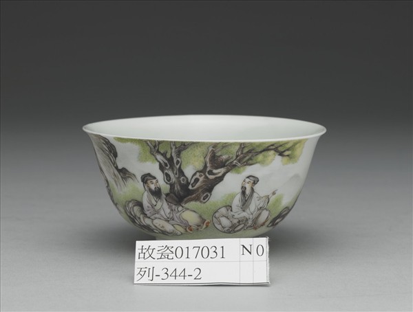 琺瑯彩山水人物茶碗