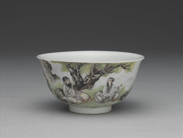 琺瑯彩山水人物茶碗