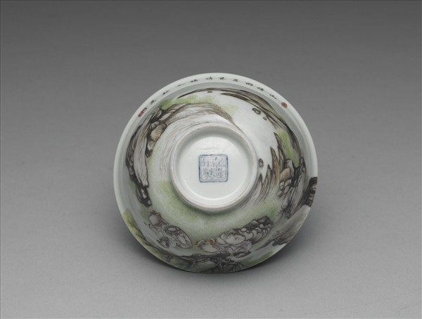 琺瑯彩山水人物茶碗