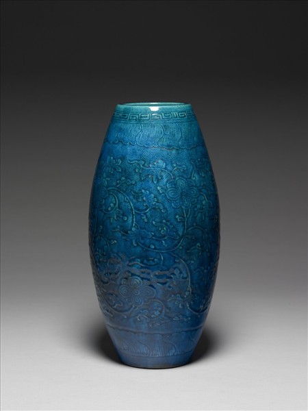 孔雀藍釉橄欖瓶