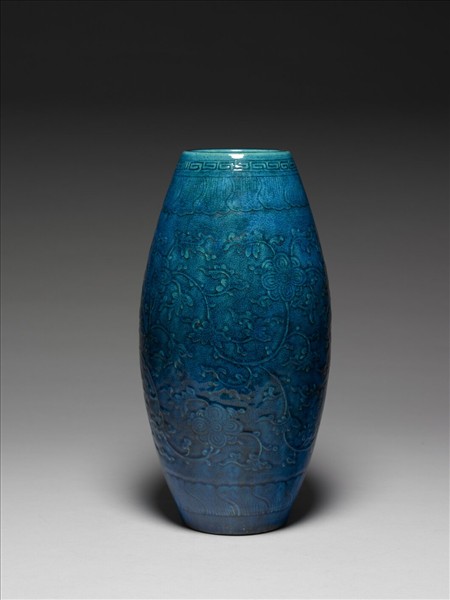 孔雀藍釉橄欖瓶