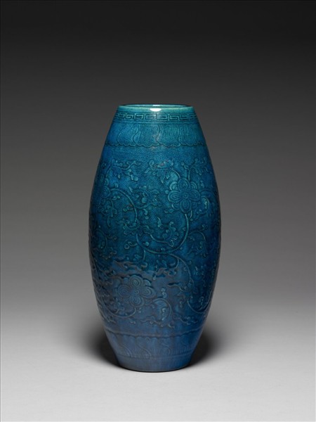 孔雀藍釉橄欖瓶