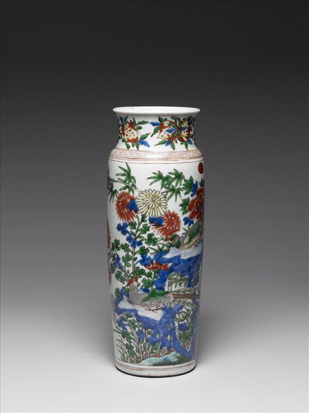 青花五彩花卉紋瓶