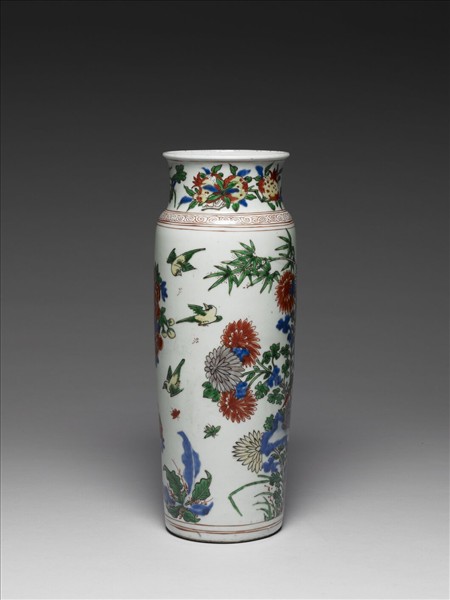 青花五彩花卉紋瓶