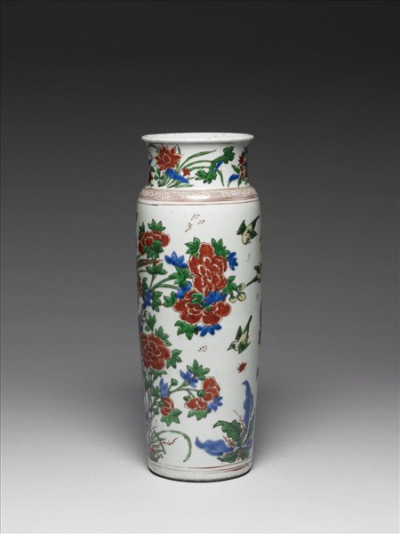 青花五彩花卉紋瓶