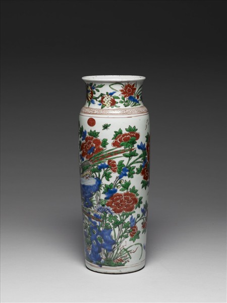 青花五彩花卉紋瓶