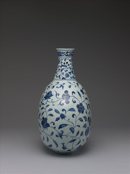 青花四季花卉紋扁壺