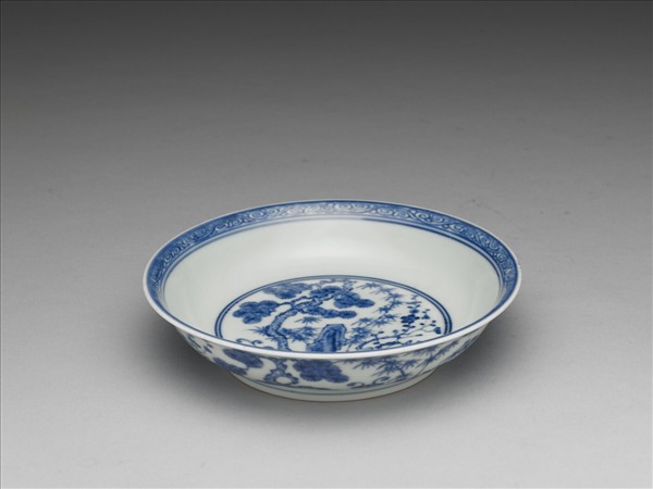 青花歲寒三友圖盤