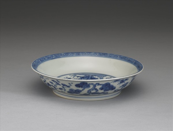 青花歲寒三友圖盤