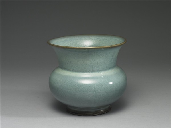 鈞窯 天藍釉渣斗式盆