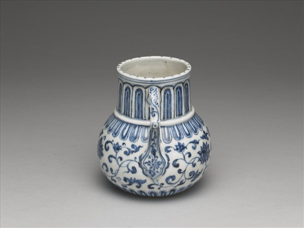 青花牡丹紋花澆