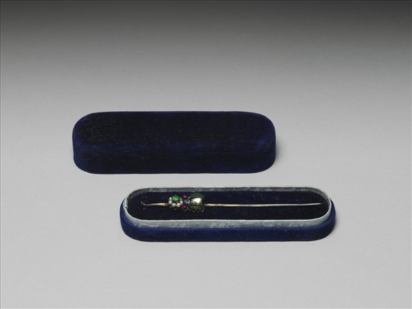 銀鍍金嵌珠翠耳挖簪