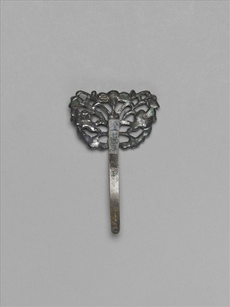 燒藍花蝶形銀飾