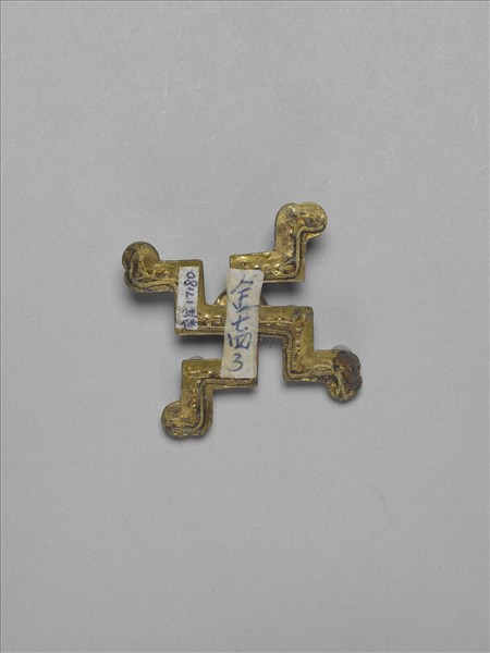 銀鍍金嵌珠寶卍式帽正