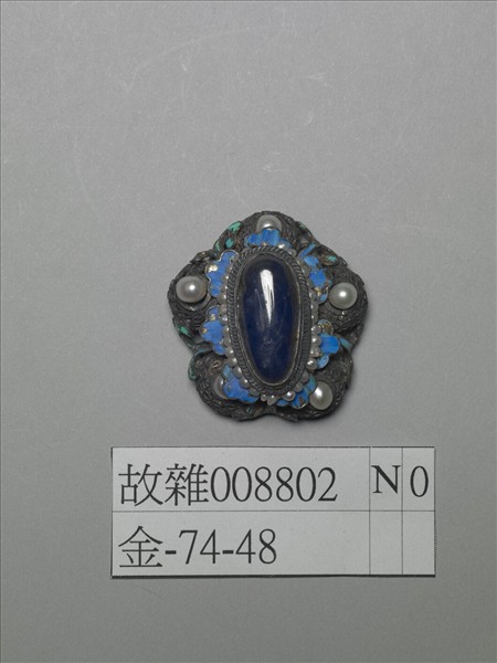 銀纍絲點翠嵌珠寶花式帽正