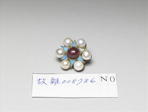 銅鍍金點翠嵌珠寶花卉鈕扣