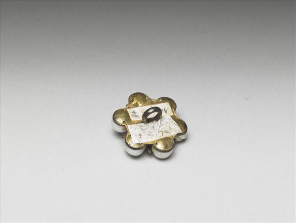 銅鍍金點翠嵌珠寶花卉鈕扣