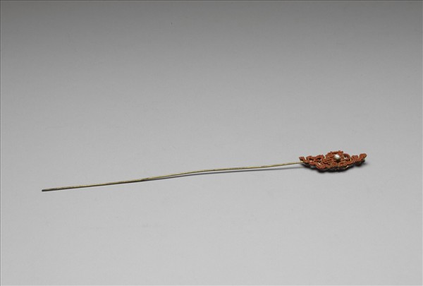 鍍金珊瑚珠囍字首簪