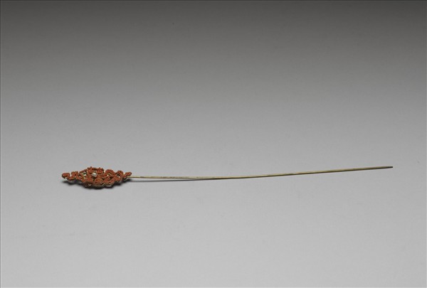 鍍金珊瑚珠囍字首簪