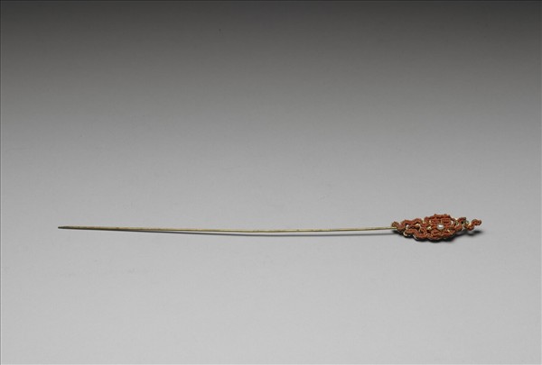 鍍金珊瑚珠囍字首簪