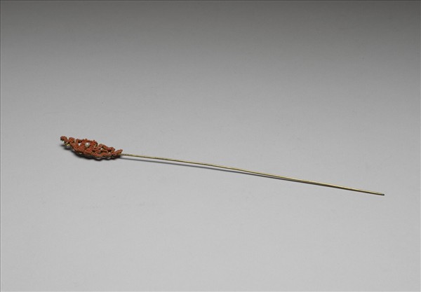 鍍金珊瑚珠囍字首簪