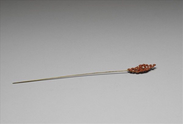 鍍金珊瑚珠囍字首簪